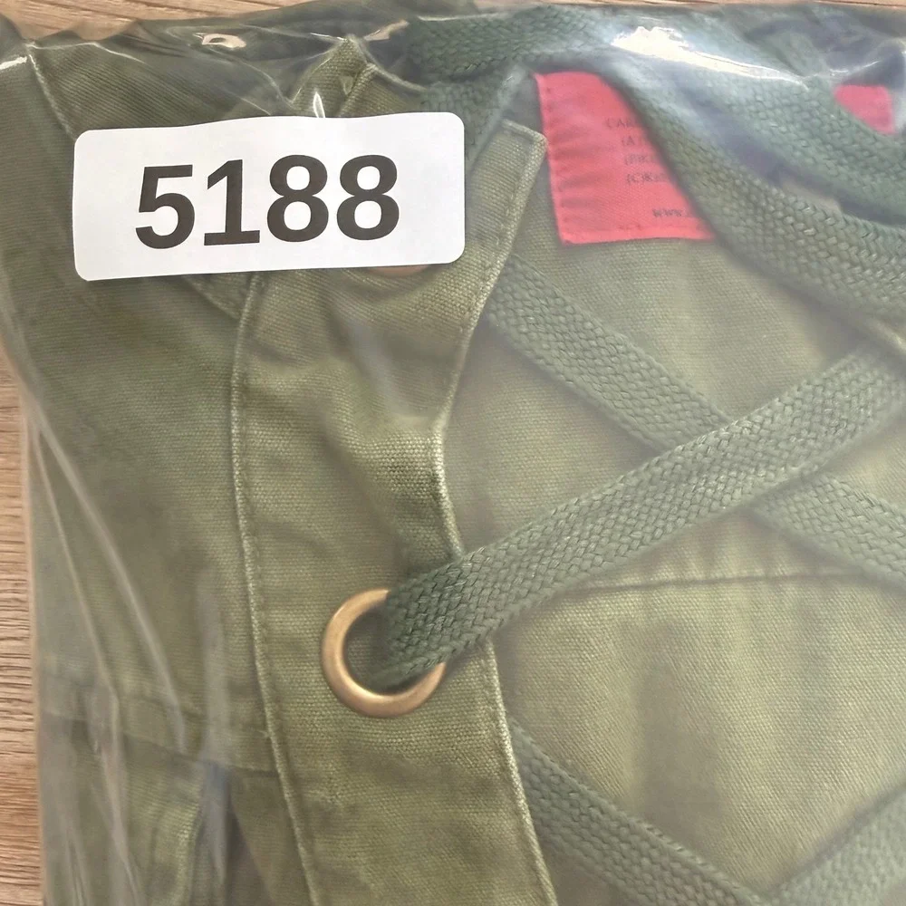 Emory Park Jacket Womens Medium Olive Green Lace Up Hooded Utility Canvas IM185T